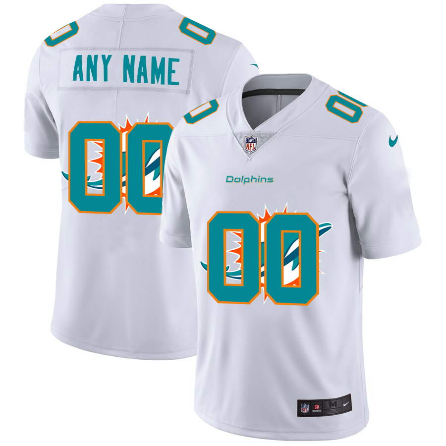 Wholesale Miami Dolphins Custom White Men Nike Team Logo Dual Overlap Limited NFL Jersey